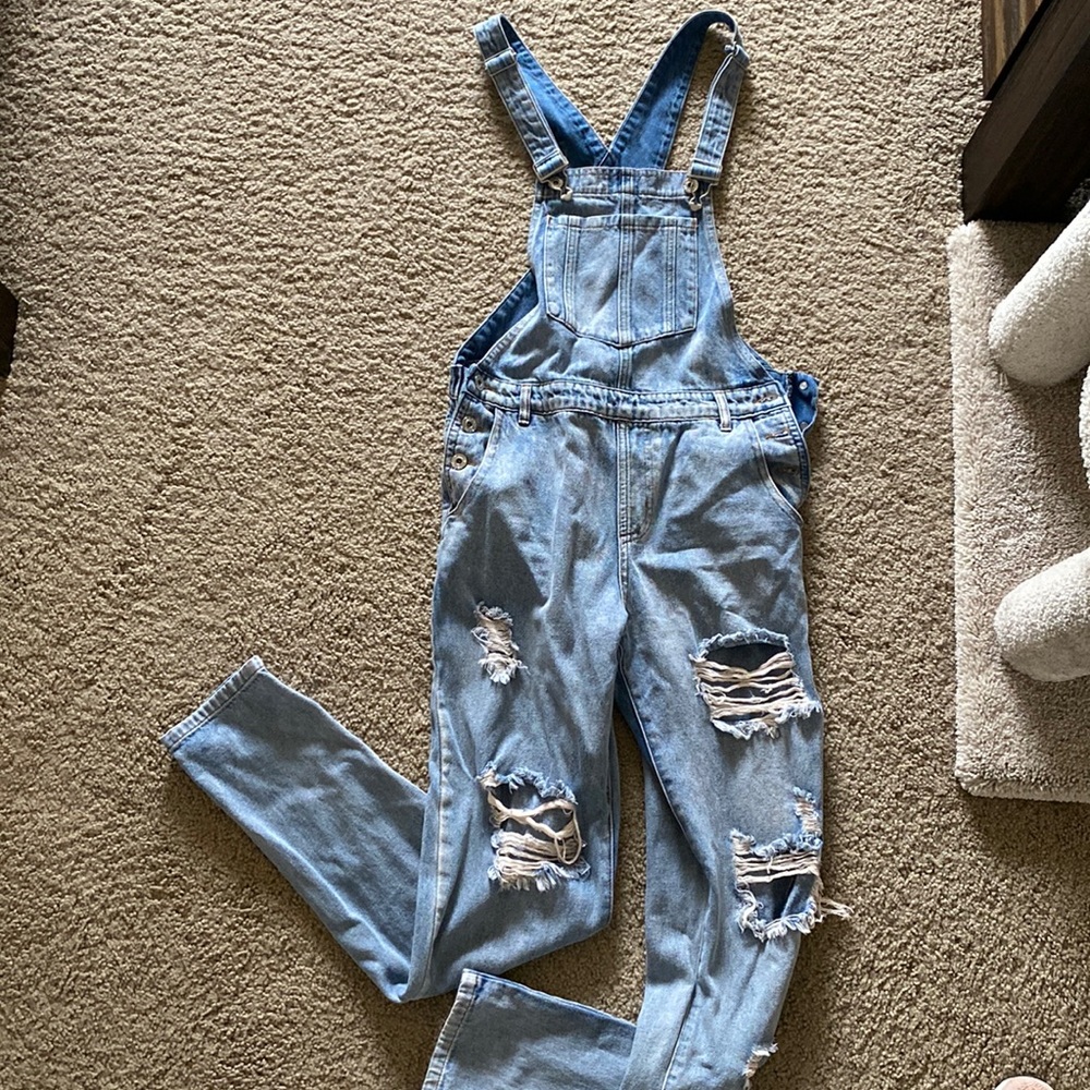 Ripped Jean Overalls